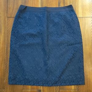 JCrew Factory Navy Blue Floral Lace Pencil Skirt